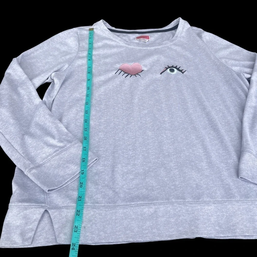 Kate Spade Sleepwear Wink Eye Gray Soft Knit Pajama Lounge Sleep Long Sleeve Top